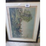 Four Hogarth Framed & Glazed Hunting Scene Coloured Prints titled The Meet, The Course, The Death,