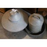 Two Vintage Galvanised Bird Feeders