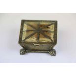 W Avery & Son Redditch Stamp box with hinged Pin cushion lid and Victorian date lozenge, approx 5