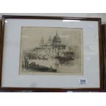 Albany E Howarth ( 1872 - 1936 ) Framed Etching of St Pauls from the River signed and titled in