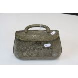Huntley & Palmer Biscuit Tin in the form of a Lizard skin Handbag or Satchel, circa 1908