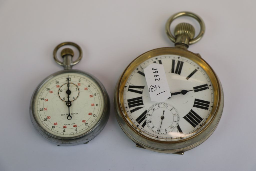 Vintage Goliath Nickel cased Pocket watch, with Enamel dial and sub dial at the six position plus