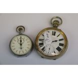 Vintage Goliath Nickel cased Pocket watch, with Enamel dial and sub dial at the six position plus