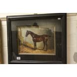Equine Oil Painting Study of a Thoroughbred Horse in a Stable