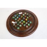 19th Century Oak Solitaire board with Marbles to include Hand Made examples