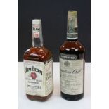 Unopened bottle of vintage Canadian Club Whisky, marked "One Quart" & another of Jim Beam