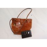 Vintage Mulberry Leather Handbag and a Diary both with Crocodile effect finish