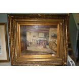 Oil Painting on Board depicting an Interior Scene of Old Woman by Fireplace signed G. Hipinik ?