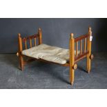 Vintage Wooden Framed Dolls Bed, 65cms long