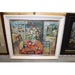 Oil Painting Impressionist Scene Still Life in a Summer House signed A Roland
