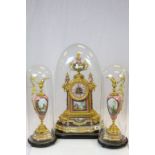 Large 19th Century Henry Marc Paris Ormlou Mantle clock with matching Ewer garnitures, all having