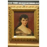 Gilt framed Portrait of a young Lady on canvas & signed F E Klein, frame measures approx 51 x 45cm