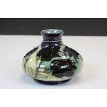 Moorcroft ceramic Squat Vase in Black Tulip pattern and standing approx 10.5cm