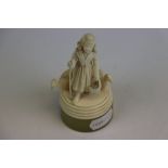 Early 20th Century carved Ivory model of a Girl with Geese and on an Onyx style base