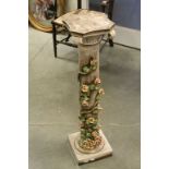 Italian Bassano Jardiniere Stand in the form of a Corinthian Column entwined with Flowers, marked to