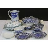 Collection of 19th century Blue and White Ceramics including Tureens and Jugs