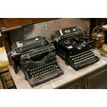 Two Vintage Typewriters - USA Underwood and a Royal