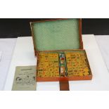 Vintage cased Mah Jong game with early plastic pieces plus instructions, case approx 32 x 23 x 4.