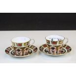 Pair of Royal Crown Derby Old Imari Tea Cups and Saucers, pattern no. 1128