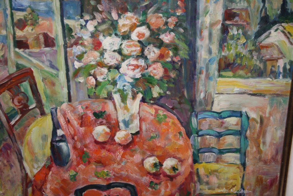 Oil Painting Impressionist Scene Still Life in a Summer House signed A Roland - Image 2 of 3