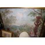 Large Oil Painting on Board of a Classical Garden Scene by Anthony Baynes