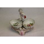19th Century Continental hand painted Ceramic Sweetmeat Dish with Cherub to centre and maker