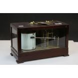 Vintage Mahogany "Casella Small Barograph", ref; 20760 with glazed panels and Key, measures approx