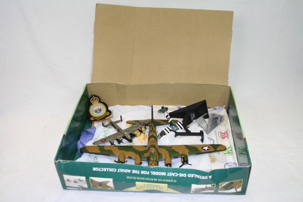 Boxed Corgi The Aviation Archive 1:75 AA33304 diecast model plus two other plane models (box tatty),