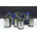 Collection of 19th Century Pewter Tankards & measuring Jugs, pub related, seven in total