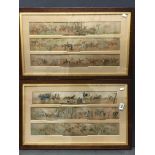 Pair of Framed and Glazed Late 18th / 19th century Coaching and Hunting Scene Coloured Prints,