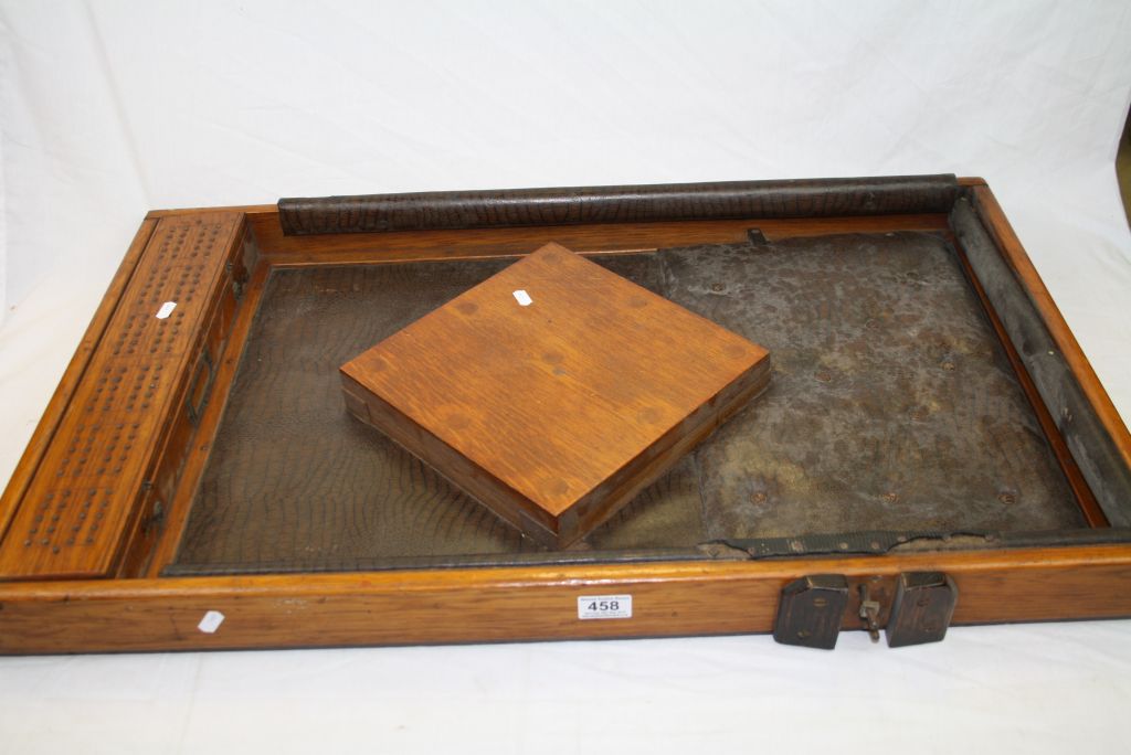 Early to Mid 20th century Oak Bar Table Skittles Game with Padded Leatherette Base, 91cms x 55cms - Image 2 of 5
