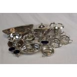 Collection of vintage Silver plate to include Teapot, Cruet set etc plus a Hallmarked Silver