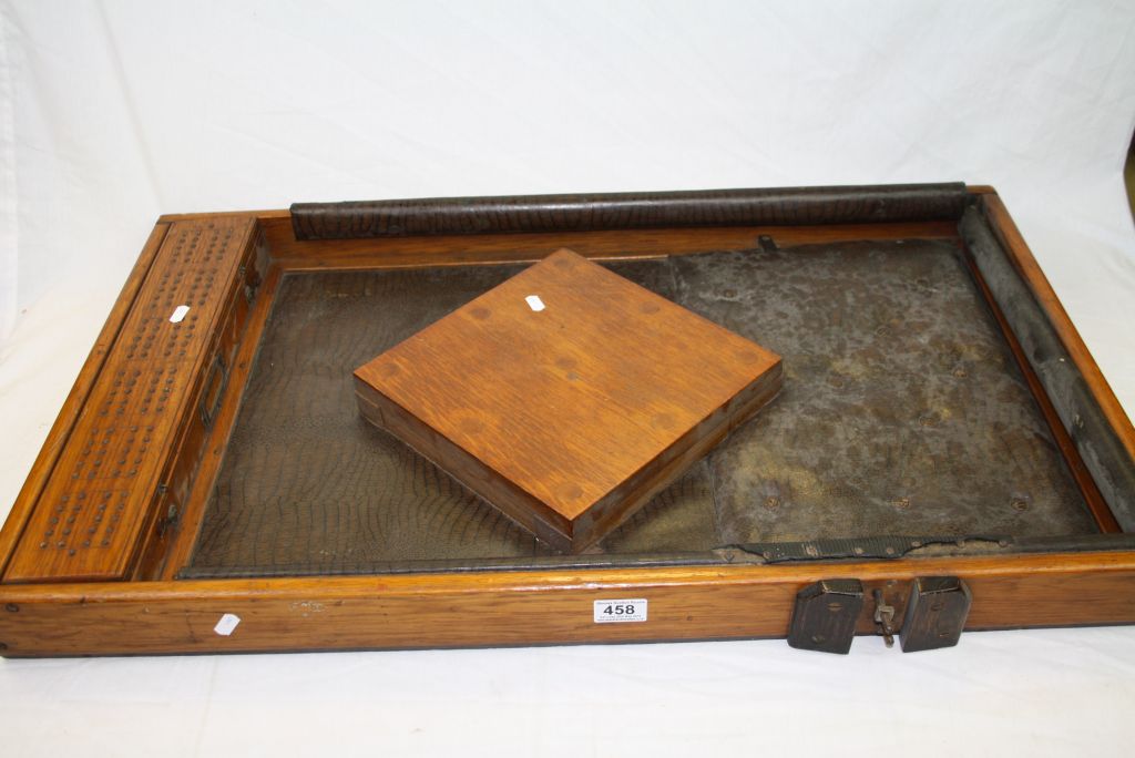 Early to Mid 20th century Oak Bar Table Skittles Game with Padded Leatherette Base, 91cms x 55cms