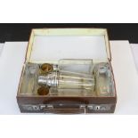 Early 20th century Cased Travelling Cocktail Set comprising Silver Plated and Glass Cocktail Shaker,