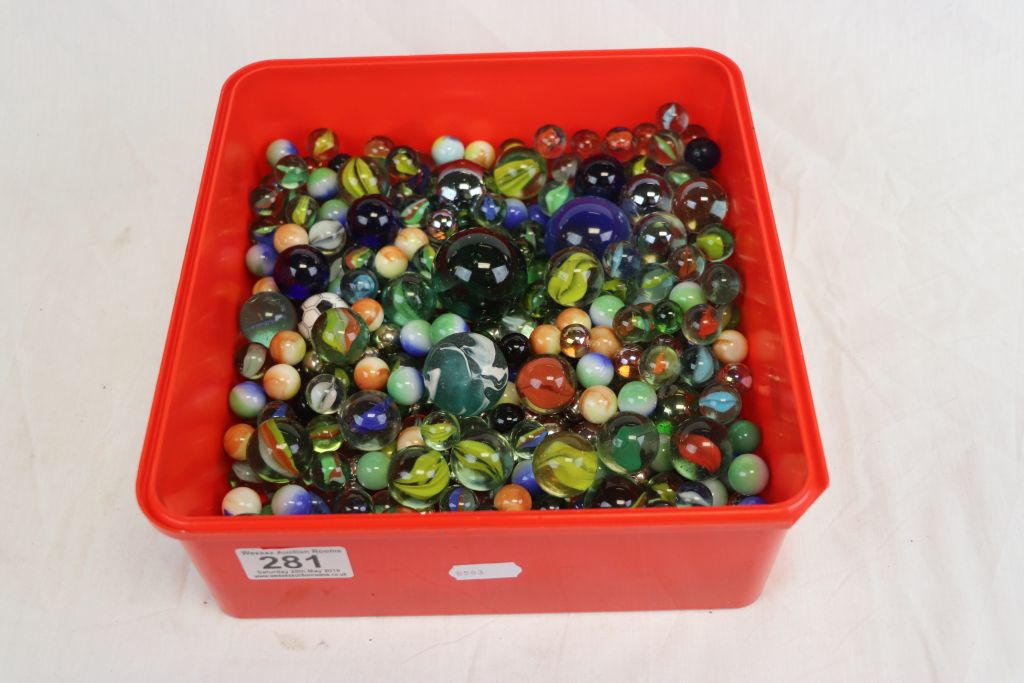 Large box of mixed Glass Marbles in various sizes