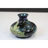 Moorcroft ceramic Squat vase in Black Tulip pattern and standing approx 10.5cm