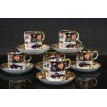 Set of six Royal Crown Derby ceramic coffee cups and saucers, Imari pattern