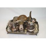 Mixed Lot of Silver Plate and other Metalware including Silver Plated Gallery Tray, Two Pheasants,