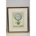 Framed Coloured Print of Vintage Hot Air Balloon Ride