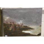 James Walter Gozzard Oil on Canvas Figures looking out to Sea