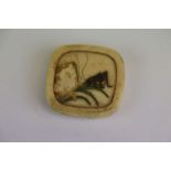 19th Century Japanese Ivory Netsuke with Shibayama inlay, measures approx 4 x 4cm