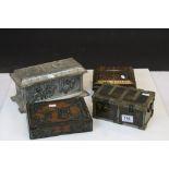 Four vintage Huntley & Palmers Biscuit Tins to include "Chivalry" casket Tin circa 1912, approx 28.5