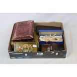 Boxed vintage Cutlery, small collection of Costume jewellery, Camera & Technical Drawing set etc