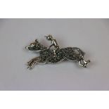 Silver and Marcasite horse and rider brooch