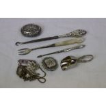 Small collection of vintage Silver & Silver plate to include Filigree box; Micro mosaic necklace;
