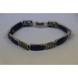 Silver Marcasite and Lapis Lazuli Art Deco style bracelet