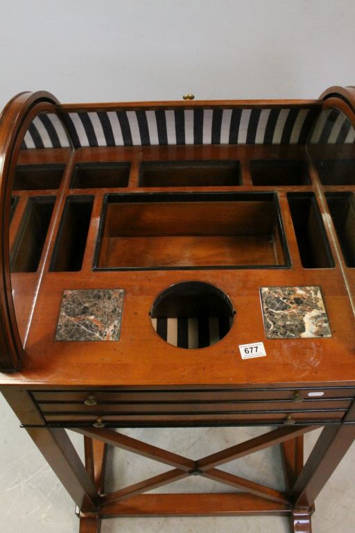Unusual Hardwood Dressing Table with Barrel Top which folds completely back to reveal seven - Image 5 of 6