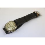 Vintage Gents Hallmarked Silver wristwatch, the silvered dial marked "Rone Sportsman" with sub