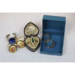Small collection of vintage Rings to include Hallmarked 9ct Gold & a vintage Ring box etc