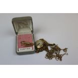 Small collection of vintage Hallmarked Gold items to include a Ladies Wristwatch, chains and a boxed